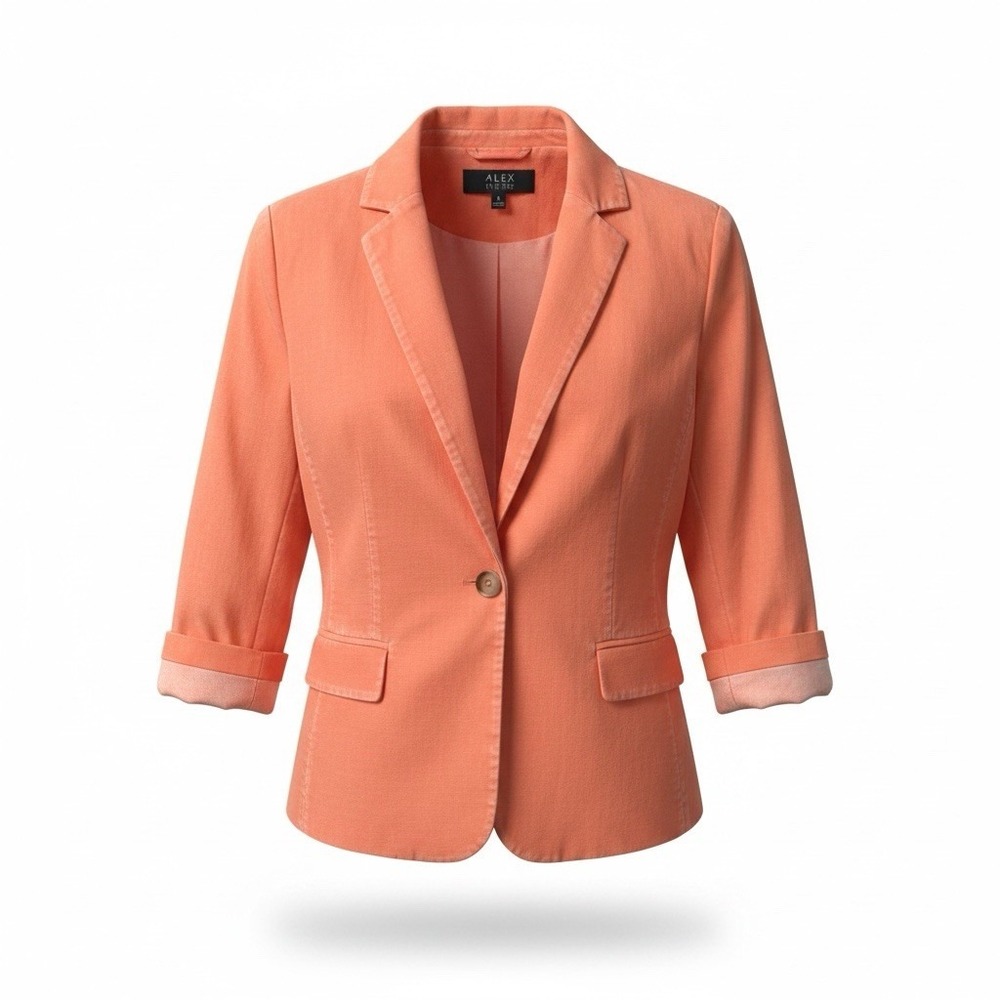Alex Marie Blazer Women’s Size 8 Orange 3/4 Sleeves 38" Chest 17.5" Sleeves